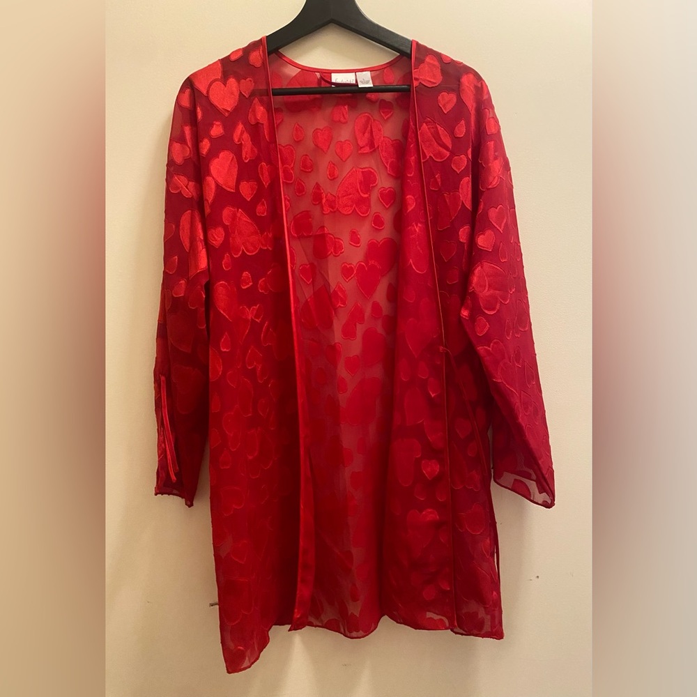 Vintage Sheer Red Heart Robe Frederick’s of Hollywood